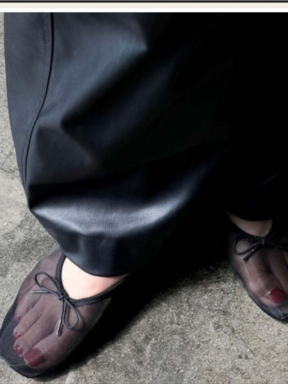 Loeffler Randall Black Sheer Mesh Ballet Flats with Bow - Picture 1 of 12
